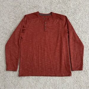 Prana Shirt Mens Size L Long Sleeve Snap Button Henley Thermal